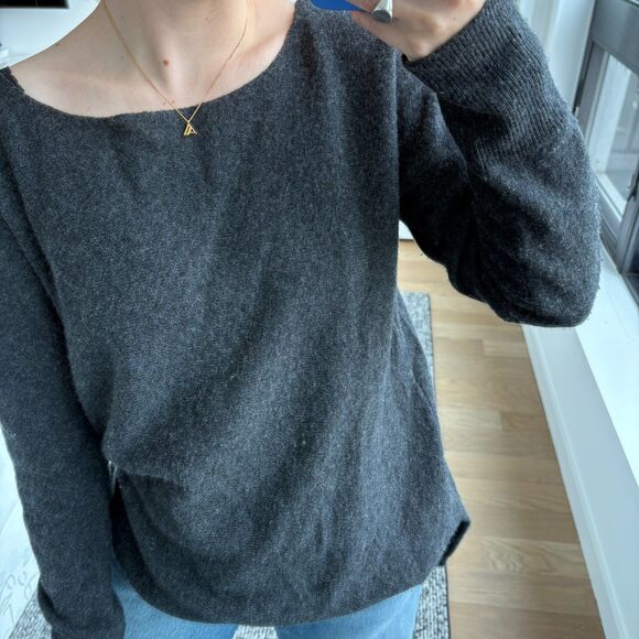 Halogen 100% Cashmere Wide Neck Pullover Sweater Dark Grey Large - Picture 5 of 8